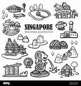 Singapore Doodle Attractions Drawn Must Hand Collection Style Alamy Shopping Cart sketch template