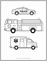 Ambulance Police Firetruck Ambulances Printitfree Engines Worksheets Supercoloring Workers Entertained Rainy sketch template