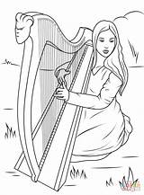 Harp Celtic Harfe Ausmalbild Saul Corbel Cecile Supercoloring Designlooter sketch template