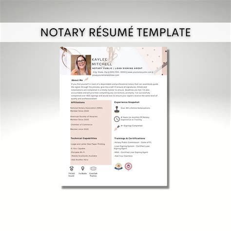 notary resume template loan signing agent marketing letter etsy