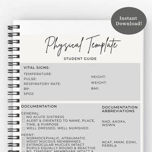 digital  printable essential hp clinical template  medical
