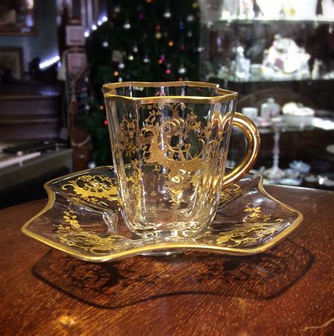Moser Glass Cup And Saucer C 1890 Moorabool Antiques Galleries