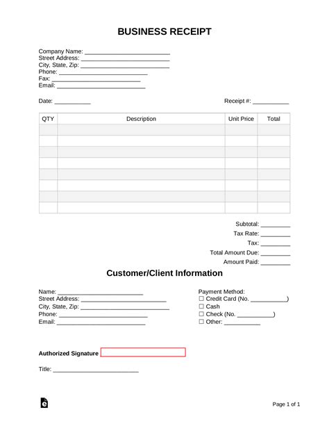 sample receipt form