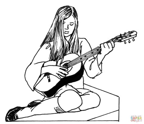 girl plays guitar coloring page  printable coloring pages