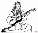 Guitarra Colorare Disegni Tocando Chitarra Menina Suona Colorir Desenhar Guitarist Lobby Cantante Tudodesenhos sketch template