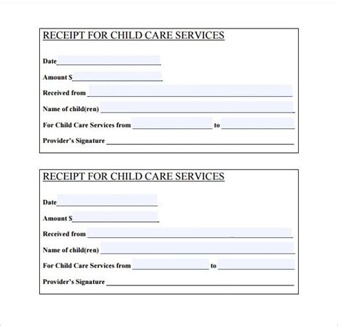 daycare receipt template   word excel  format