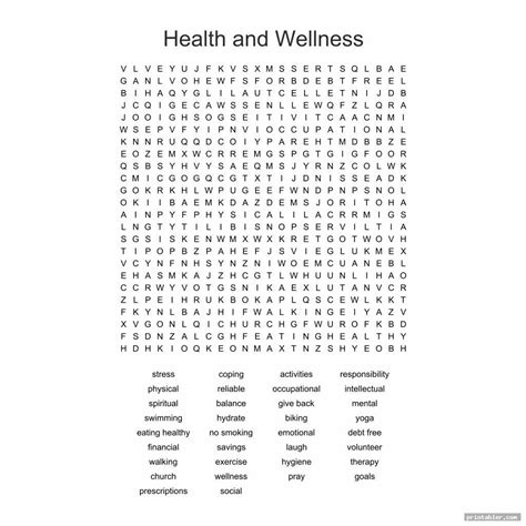 health  wellness word search printable gridgitcom