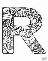 Coloring Letter Alphabet Printable Pages Zentangle Drawing Book Supercoloring Source Clipartmag sketch template