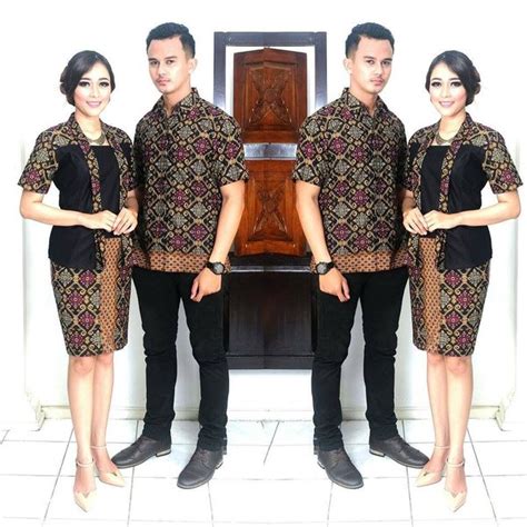 Jual Setelan Kebaya Lengan Pendek Hitam Dress Batik Couple Model