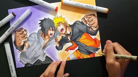 Naruto Vs Sasuke Zainartz Speed Drawing Youtube