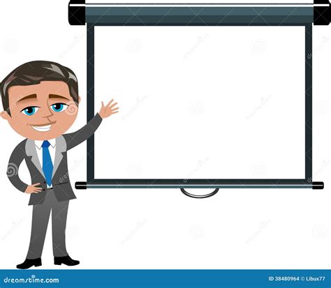 business man presenting blank projector screen stock images image