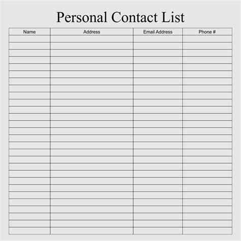 phone contact list template printable     printablee