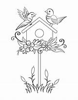 Coloring Birdhouse Spring Pages Printable sketch template