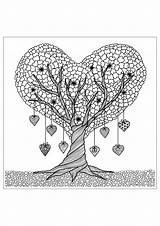 Tree Coloring Adults Heart Pages Details Flowers Adult Discover Vegetation sketch template