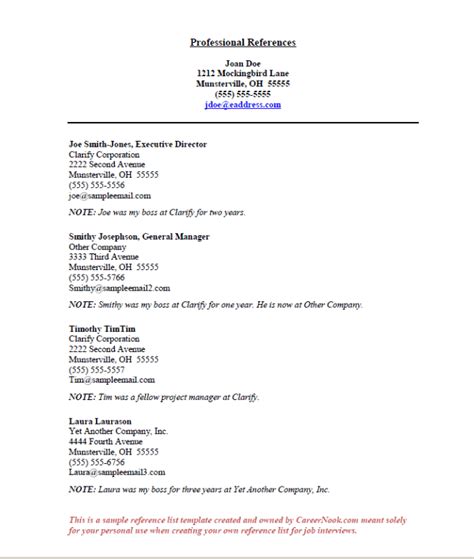 references sample   create  reference list sheet  job interviews resume