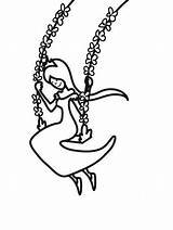 Schaukel Prinzessin Ausmalbild Malvorlage Prinzessinnen Verleihen Buntstiften Blüten Kostenlosen sketch template