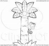 Monkey Tree Coconut Palm Cartoon Clipart Outlined Coloring Baboon Proboscis Behind Cory Thoman Vector Looking Around 2021 Clipartof sketch template