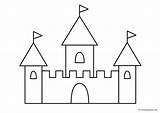Castle Draw Coloring Kids Step sketch template