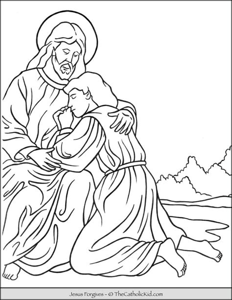 jesus forgives coloring page thecatholickidcom