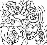Coloring Skull Gypsy Pages Sugar Mexican Tattoo Getcolorings Printable sketch template