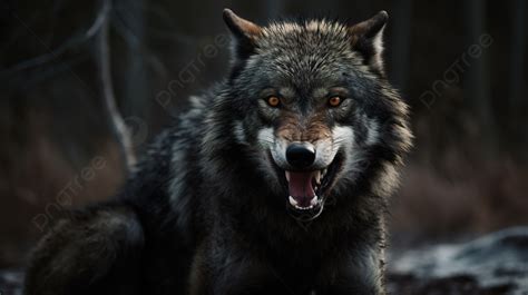 fundo lobo esta gritando na floresta   boca aberta fundo fotos de lobos assustadores imagem