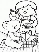 Picnic Teddy Bear Pages Coloring Girl Family Going Bears Preschool Little Her Color Netart Picnics Colouring Crafts Activities Kids Games sketch template