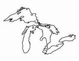 Lakes Great Outline Template Michigan Upper Peninsula sketch template