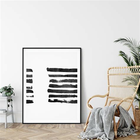 black brush stroke art minimalist modern art poster print art print