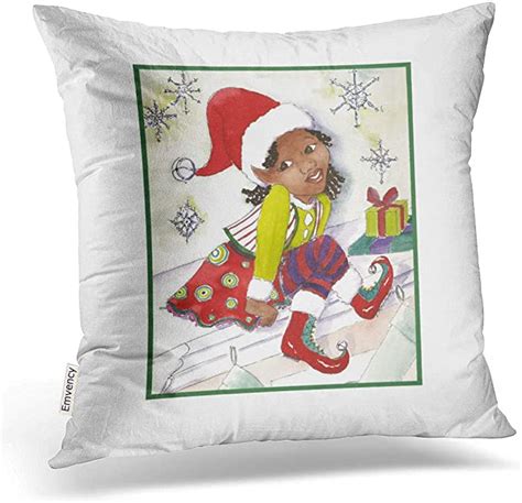 emvency throw pillow case dec christmassy pixie elf girl
