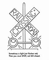 Train Coloring Pages Safety Railroad Sheets Signs Trains Track Traffic Color Lights Crossing Signal Light Drawing Printable Kids Rail Tracks sketch template
