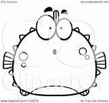 Chubby Surprised Blowfish Clipart Cartoon Outlined Coloring Vector Cory Thoman Royalty sketch template