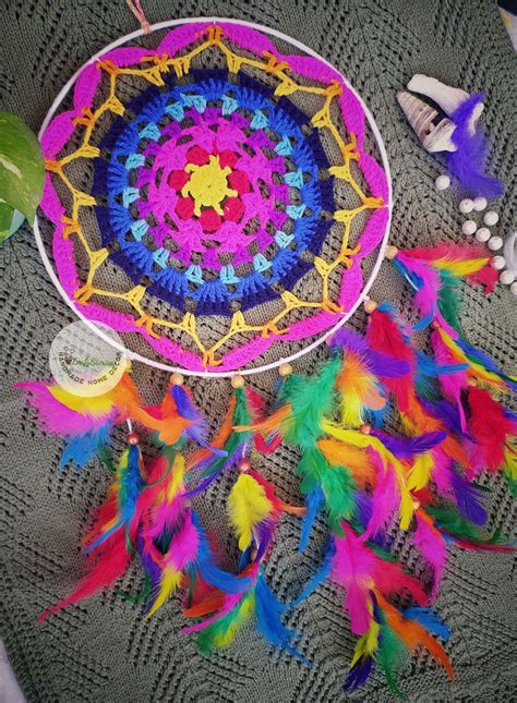 crochet dream catchers multicolour  feathers