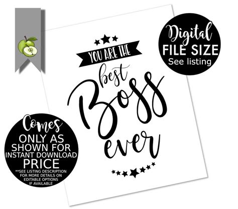 boss  printable card awesome boss  boss  etsy