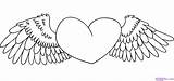 Coloring Wings Hearts Roses Pages Library Clipart Heart Drawing Easy Kids sketch template