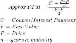 yield  maturity approximate formula  calculator