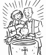 Baptism Coloring Colouring Pages Catholic sketch template