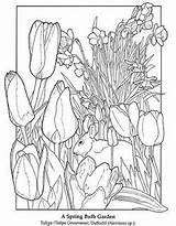 Spring Coloring Pages Garden Nature Flowers Colouring Flower Season Printable Para Dover Book Print Adult Color Tulips Publications Colorear Welcome sketch template