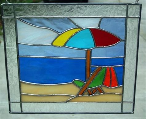 stained glass beach scene  slsstainedglass  etsy