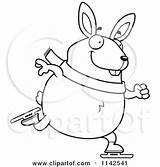 Chubby Rabbit Skating Ice Clipart Cartoon Outlined Coloring Vector Thoman Cory Regarding Notes sketch template