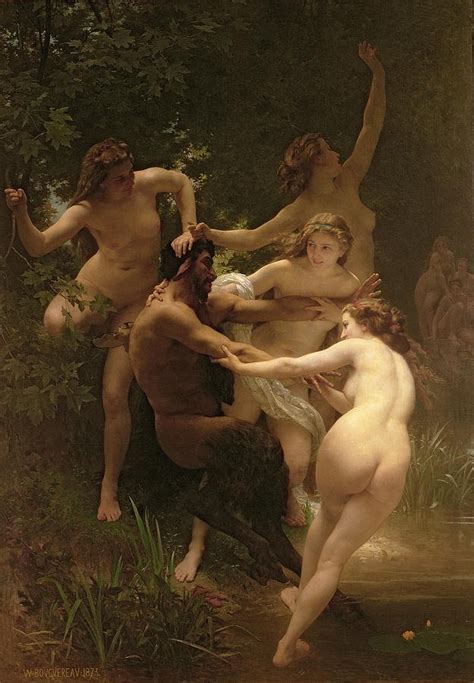 Nymphs And Satyr William Adolphe Bouguereau Wood Nymphs Luscious