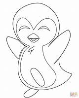 Penguin Coloring Pages Cute Print sketch template