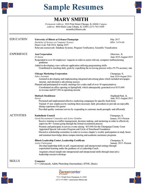 ucf college  business resume template
