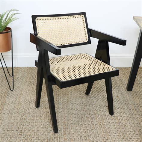 black wood cane chair