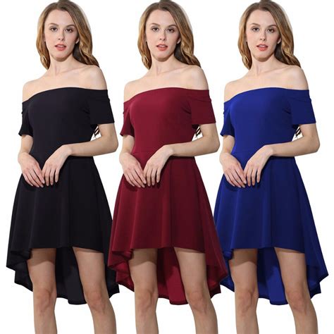 new women summer slash neck dress irregular ruffle dresses ladies