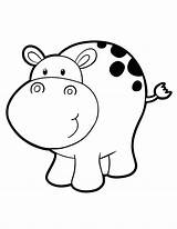 Hippo Hippopotamus Nilpferd Hippopotame Cartoon Animaux Coloriage Coloringhome Ausmalbild Coloriages sketch template