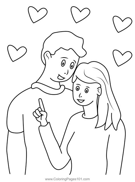couple  hearts coloring page  kids  valentines day