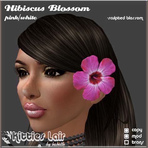 second life marketplace kl hibiscus blossom pink white