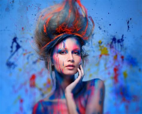 Woman Muse With Body Art Stock Image Image Of Colourful 38517189