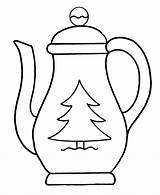 Coffee Coloring Teapot Pot Pages Christmas Printable Drawing Colouring Tea Clipart Cliparts Clip Kettle Outline Teapots Season Easy Template Print sketch template