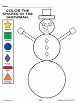 Shapes Snowman Coloring Printable Pages Shape Worksheets Activities Fun Winter These Color Preschool Visit Kids Kindergarten Math sketch template